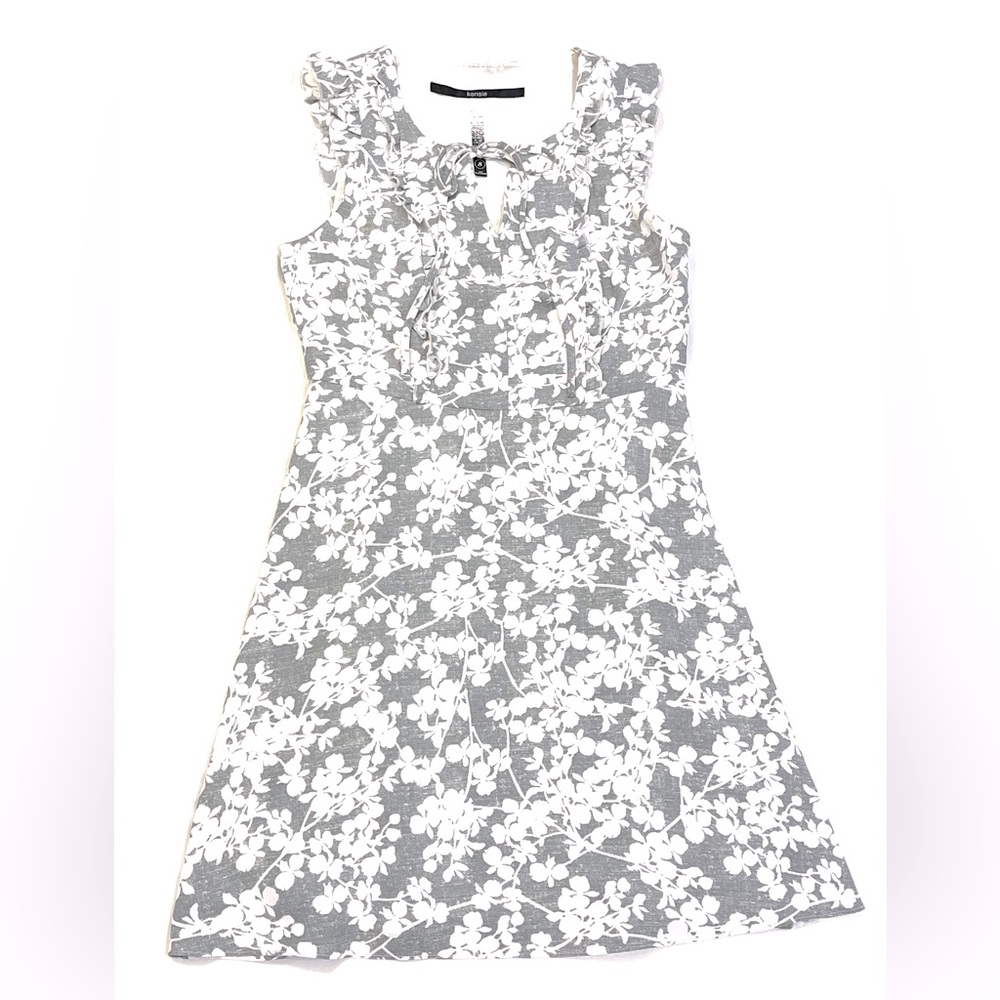 Kensie Gray and White Floral Mini Dress